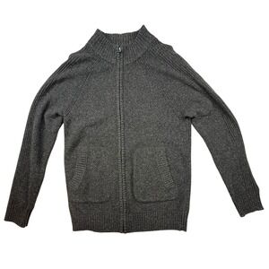 Marc Anthony Mens Large Knit Zip Up Sweater Jacket Charcoal‎ Gray Wool Blend